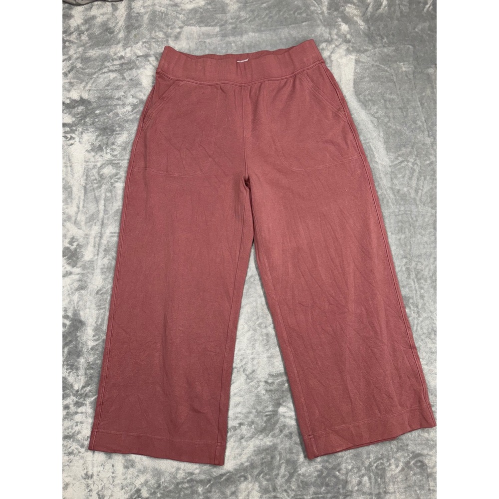 Duluth Trading Co Womens Wide Leg Crop Pants Mauve Pink Size M Regular Pocket